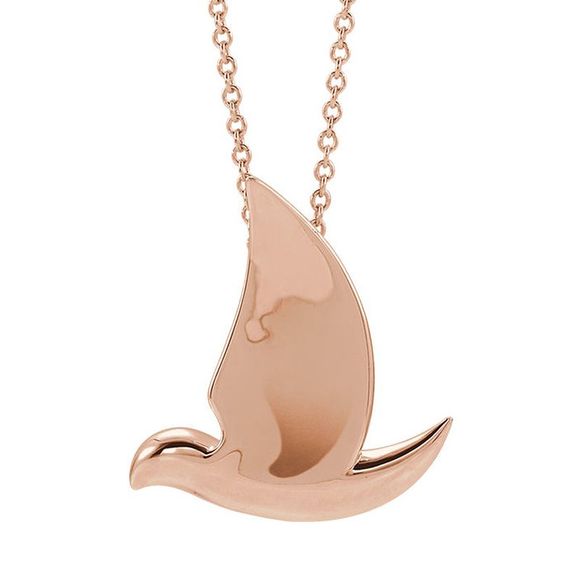 14k Rose Gold Polished Dove Necklace 16-18 Inch